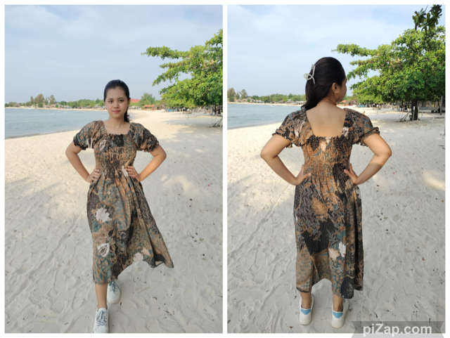 Batik sutra jurk model Leli 